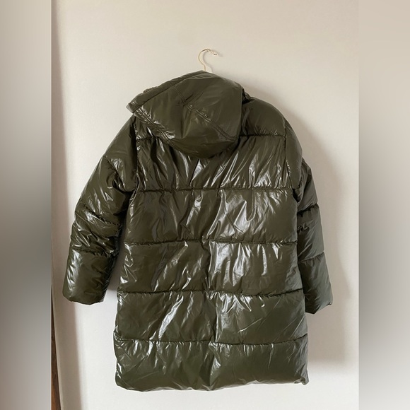 NWT Women’s Green Long Puffer Water Resistant Coat - Picture 6 of 7